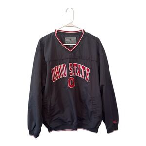 Colosseum Athletics Ohio State Buckeyes V-Neck‎ Windshirt Pullover Gray Mens L
